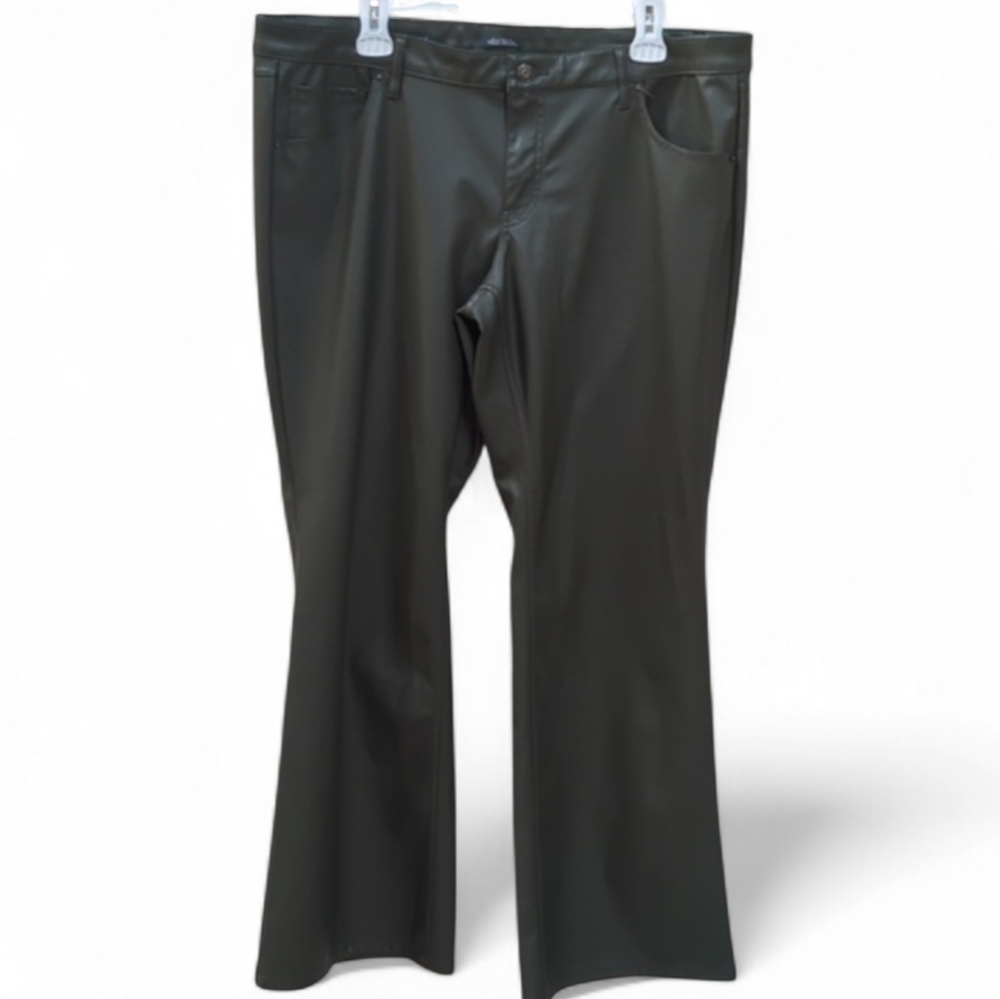 Wild Fable, army/Olive green faux leather flare pants. Size 16